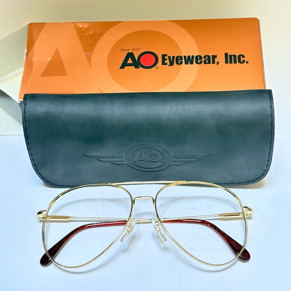 AO American Optical Eyewear | Aviator Glasses FRAMES ONLY w/ Case 58/14 145mm